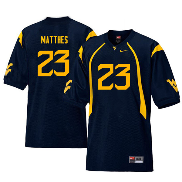 Men #23 Evan Matthes West Virginia Mountaineers Throwback College Football Jerseys Sale-Navy